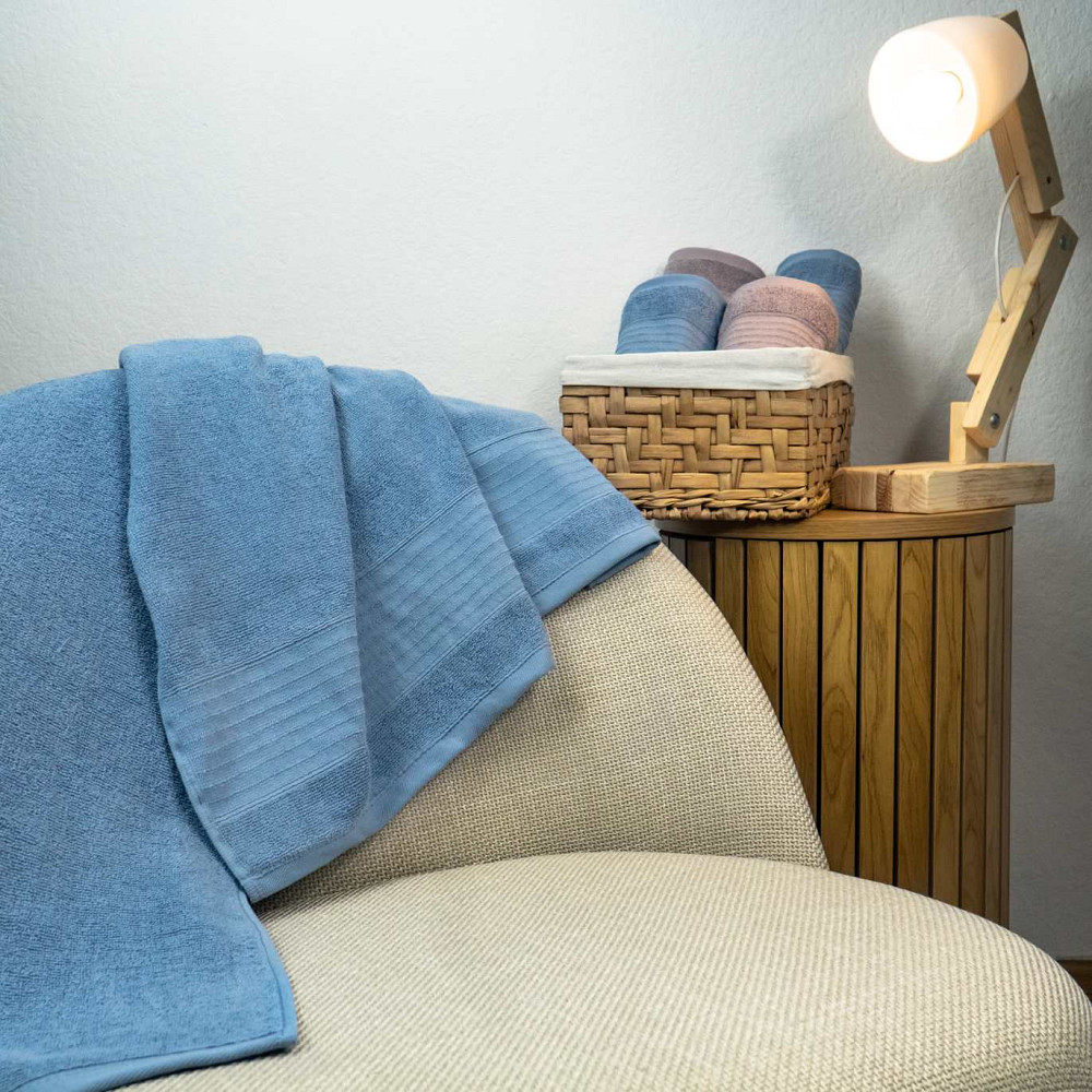 Рушник махровий для душу GM Textile 100х150см Line 400г/м2 (Денім) Суми - фото 5