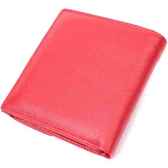 Яскравий невеликий жіночий гаманець з монетницею з натуральної шкіри ST Leather 22543 Червоний Київ