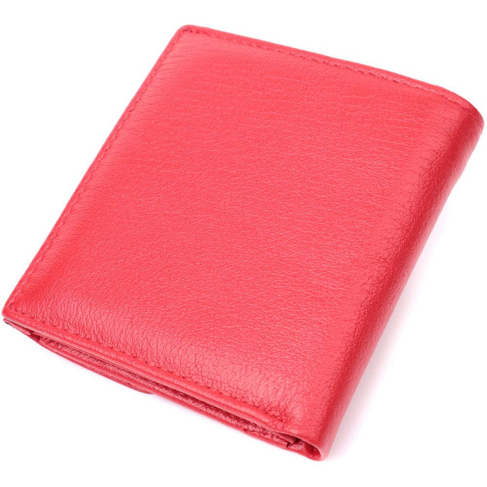 Яркий небольшой женский кошелек с монетницей снаружи из натуральной кожи ST Leather 22543 Красный Киев - изображение 2