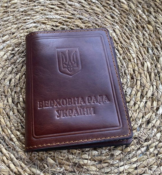 Шкіряна обкладинка Верховна Рада України бордового кольору Київ - фото 9