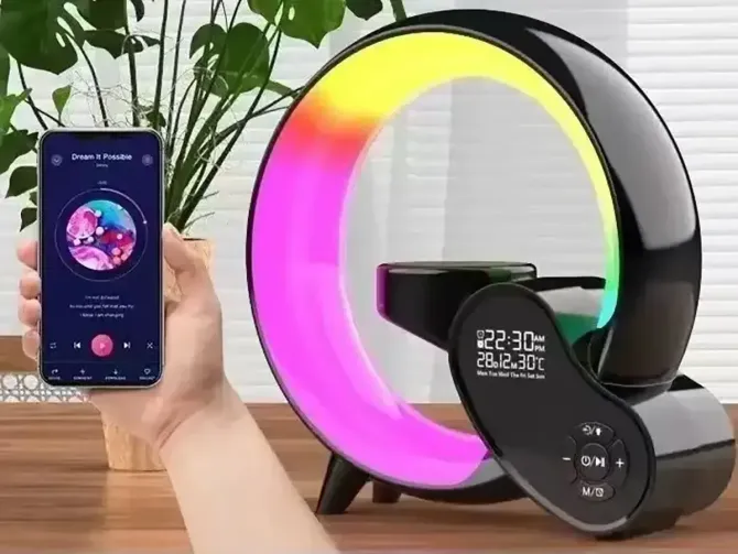 Стильная Лампа-ночник с Bluetooth-колонкой G-Smart HM-2309 с беспроводной зарядкой Киев - изображение 1