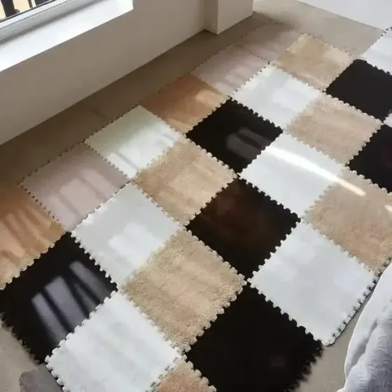 Blip Коврик-пазл c плюшевым покрытием 20 пазлов 30х30х1.5 см белый-беж Коломия