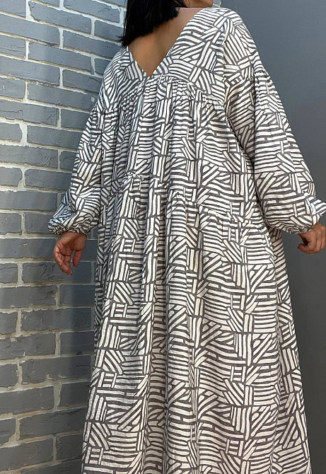 Платье женское Indigo Blue 0156789 длинное тонкое с оборками орнамент one size серое, серый, one size Киев - изображение 10