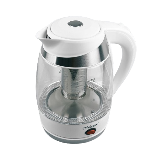 Електрочайник 1,8л 1850-2200W скло із заварником білий MR-065-WHITE Maestro Житомир