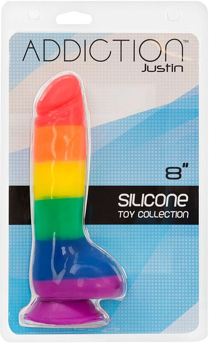 Райдужний фалоімітатор ADDICTION - JUSTIN - 8 "- RAINBOW, 20,3 см, силікон, вібропуля в подарунок Sex Aura Київ - фото 7