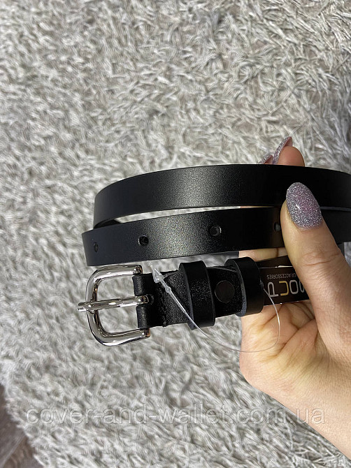 Черный классический женский ремень из натуральной кожи 20 мм PS Leather Киев - изображение 4