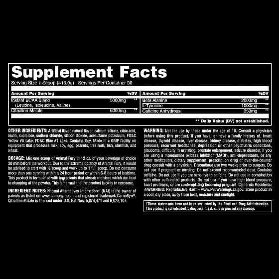 Передтренувальний комплекс Universal Nutrition Animal Fury 483 g (Green Apple) Луцьк