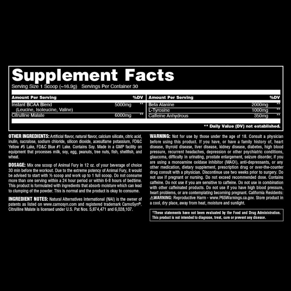 Предтренировочный комплекс Universal Nutrition Animal Fury 483 g (Green Apple) Луцк - изображение 2