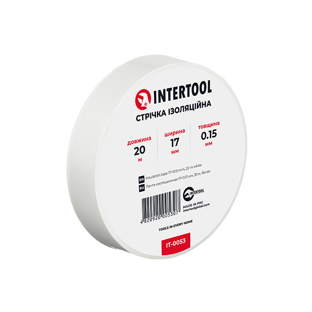 Лента изоляционная 0.15мм*17мм*20м белая INTERTOOL IT-0053 Київ - фото 1