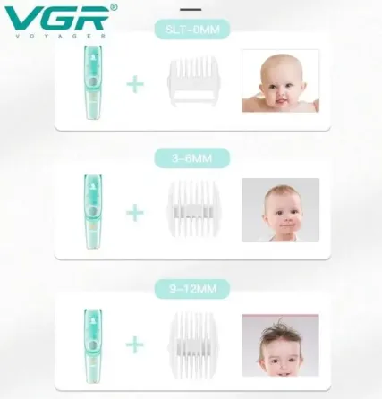 Бесшумная машинка для стрижки детей и младенцев VGR Baby V-151, Беспроводной триммер 3 насадки с вытяжкой Коломыя