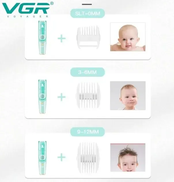 Бесшумная машинка для стрижки детей и младенцев VGR Baby V-151, Беспроводной триммер 3 насадки с вытяжкой Коломыя - изображение 5