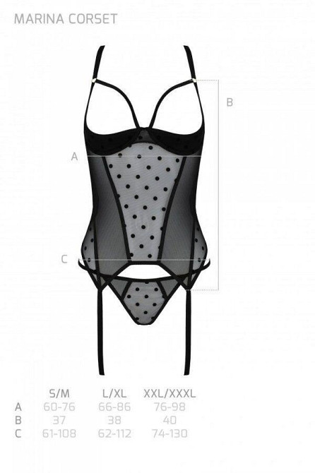 Корсет Passion MARINA CORSET, S/M, black, з відкритими чашками Sex Aura Київ - фото 5