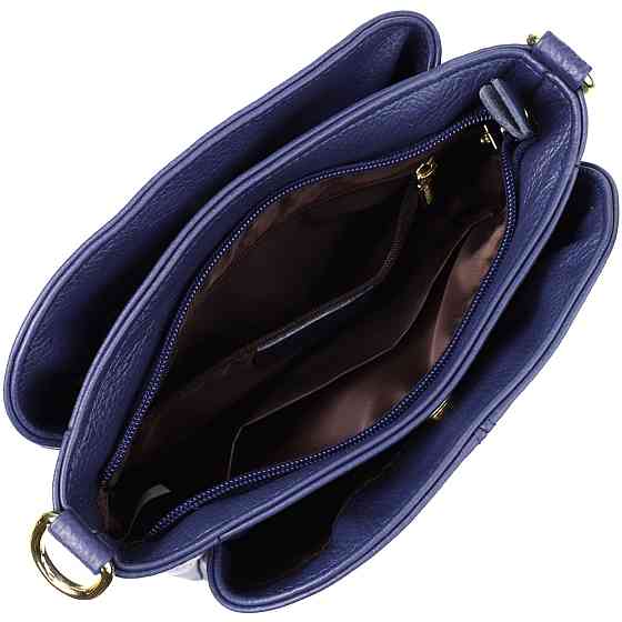 Женская сумка из натуральной кожи с тремя отделениями Синий (Vintage) Киев