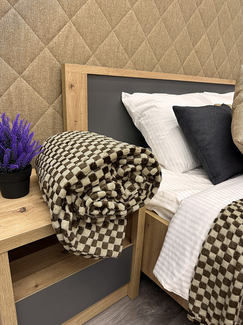 Плед-покривало Шахи 200х210 см (+-5см) Венге з бежевим (87-035) Київ - фото 8