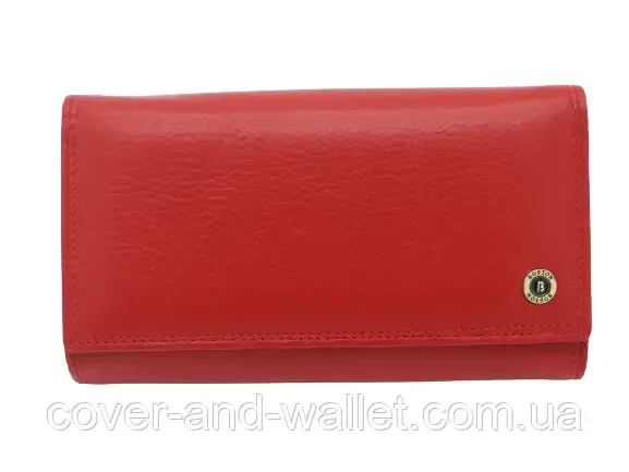 Большой женский кожаный кошелёк красного цвета c визитницей для карточек Boston Киев - изображение 6
