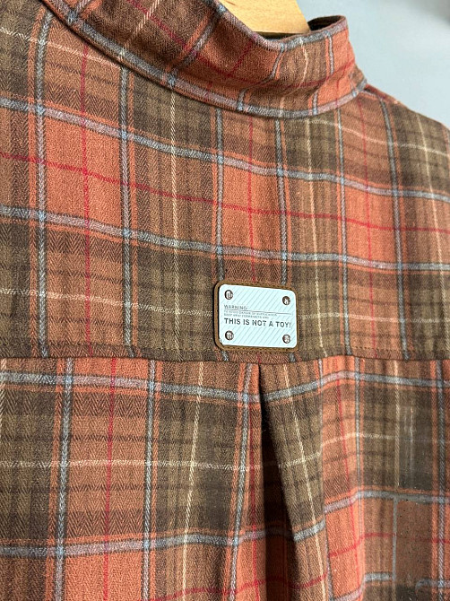 Сорочка жіноча A-N 8313 у клітинку оверсайз широка бавовняна, помаранчевий, one size Київ - фото 3