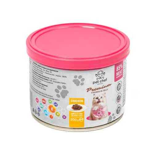 Вологий корм для котів Pet Chef шматочки в желе з куркою 200г Київ