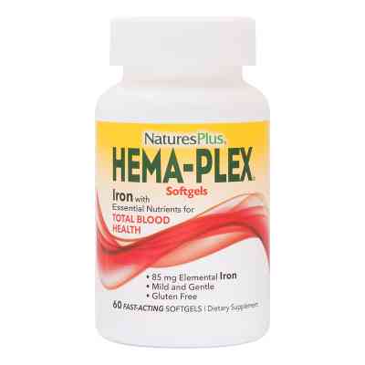 Мінерали Natures Plus Комплекс з залізом Hema-Plex, Iron, Nature&apos;s Plus, 60 Мягких (NAP-37691) Вінниця