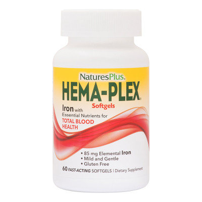 Мінерали Natures Plus Комплекс з залізом Hema-Plex, Iron, Nature&apos;s Plus, 60 Мягких (NAP-37691) Вінниця - фото 2