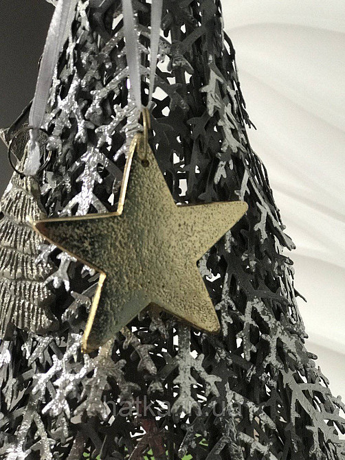 Новорічна іграшка на ялинку "Зірка" 7х7 см метал золотистий Київ - фото 2