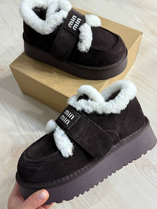 Ботинки женские Hengji 720-6 угги замшевые на меху с липучкой коричневые, 36, 23 см Киев - изображение 13