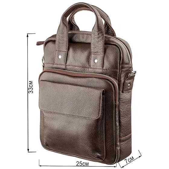 Качественная мужская сумка вертикального формата SHVIGEL 11168 под А4 Коричневая флотар Киев