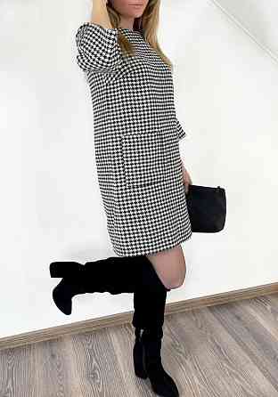 Платье с принтом в гусиную лапку Rosemary батал 50-52, Черный Киев