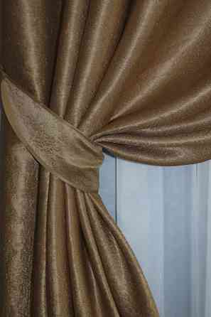 Комплект штор на петлях VR-Textil Софт № 095ш 150х250 см 2 шт Коричневий (36-0001) Киев