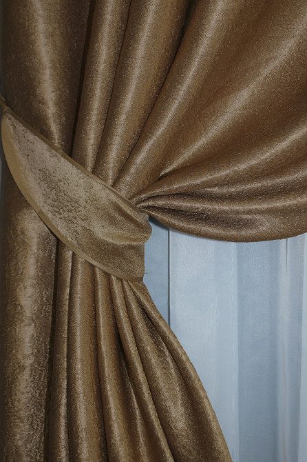 Комплект штор на петлях VR-Textil Софт № 095ш 150х250 см 2 шт Коричневий (36-0001) Киев - изображение 4