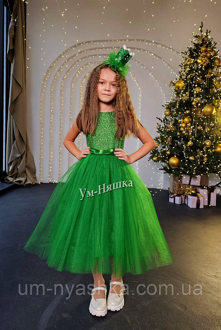 Зелене дитяче пишне плаття Ялинка з блискітками Кривий Ріг - фото 12