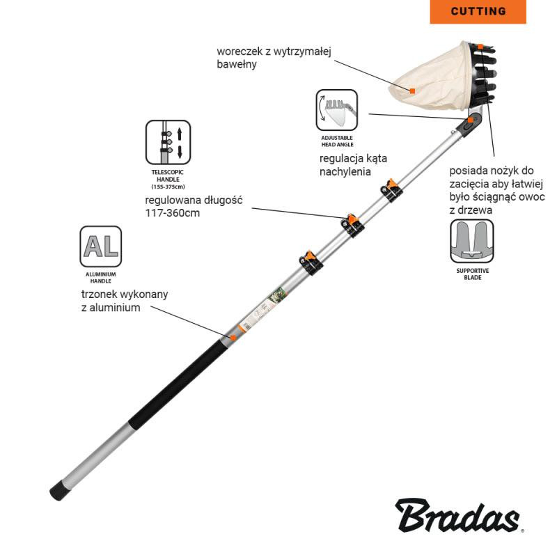 Плодознімач на телескопічному держаку 1,17-3,6м, V-SERIES-P, KT-V1531-360 Київ - фото 3