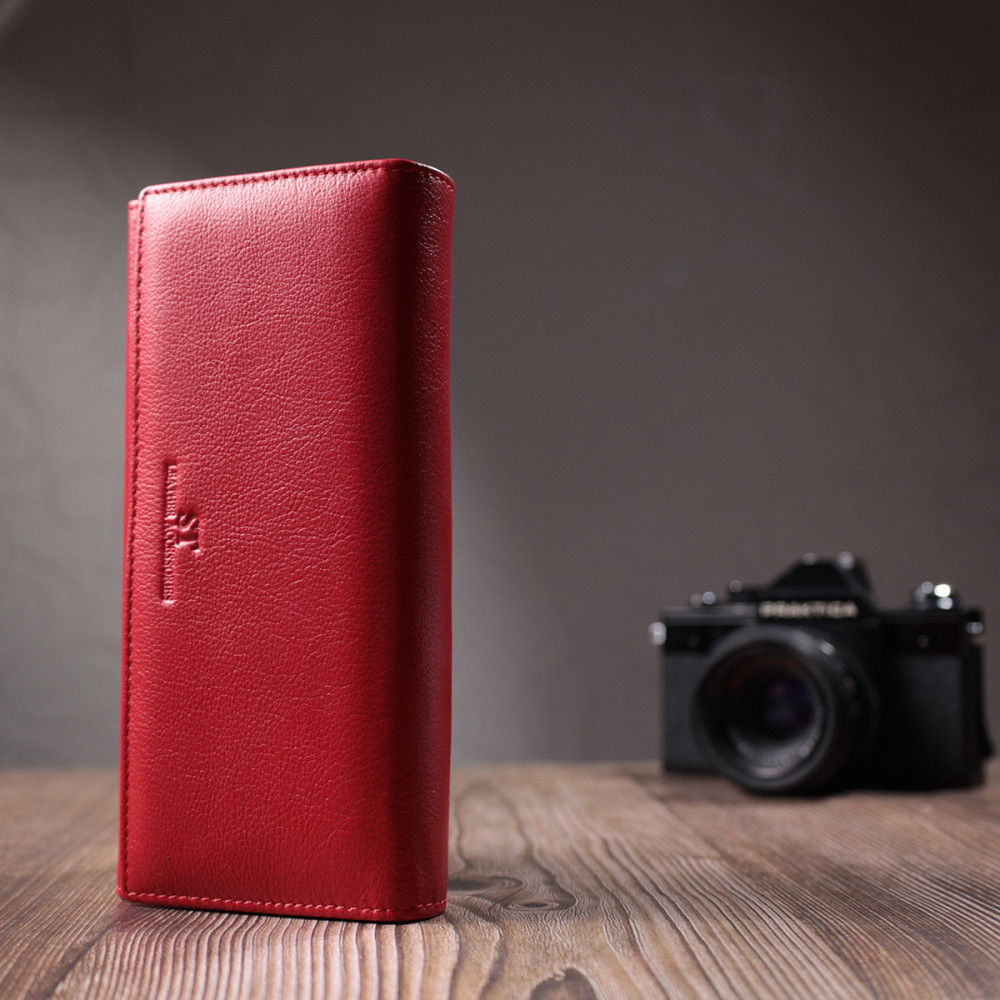 Класичний жіночий гаманець із натуральної шкіри ST Leather 22675 Червоний Київ - фото 3