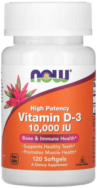 Вітамін Д-3 Now Foods Vitamin D-3 10000 МЕ 120 гелевих капсул Київ - фото 1