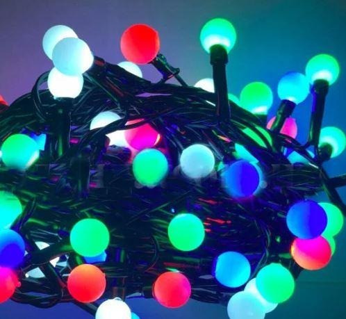 Новорічна електрична гірлянда з матовими різнокольоровими кульками 5 метрів завдовжки, 1 режим Кам'янець-Подільський - фото 3