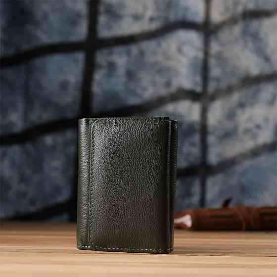 Маленький гаманець зручного формату із натуральної шкіри Зелений (ST Leather) Київ