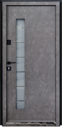 Двері вхідні з терморозривом Бастіон МОНОЛІТ ПВХ Антрацит Лампре 13 / ПВХ бетон 860х2050 мм Київ