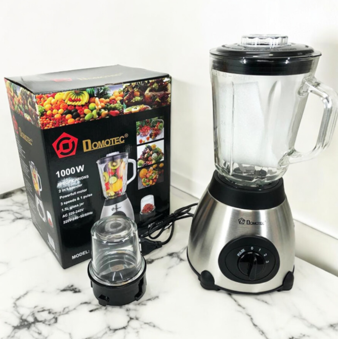 Блендер стаціонарний з чашею DOMOTEC MS-6610 1000Вт LED (сірий), кувшин 1.5л, для подрібнення продуктів Одеса - фото 1