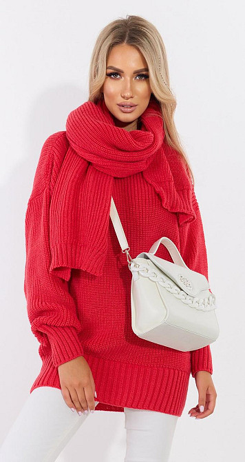 Свитер с шарфом крупной вязки (48-52) Киев - изображение 1