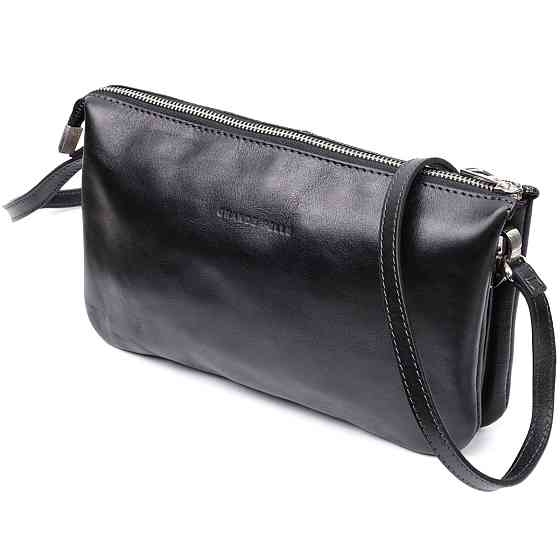 Розкішний жіночий клатч із натуральної шкіри Чорний (GRANDE PELLE) Київ