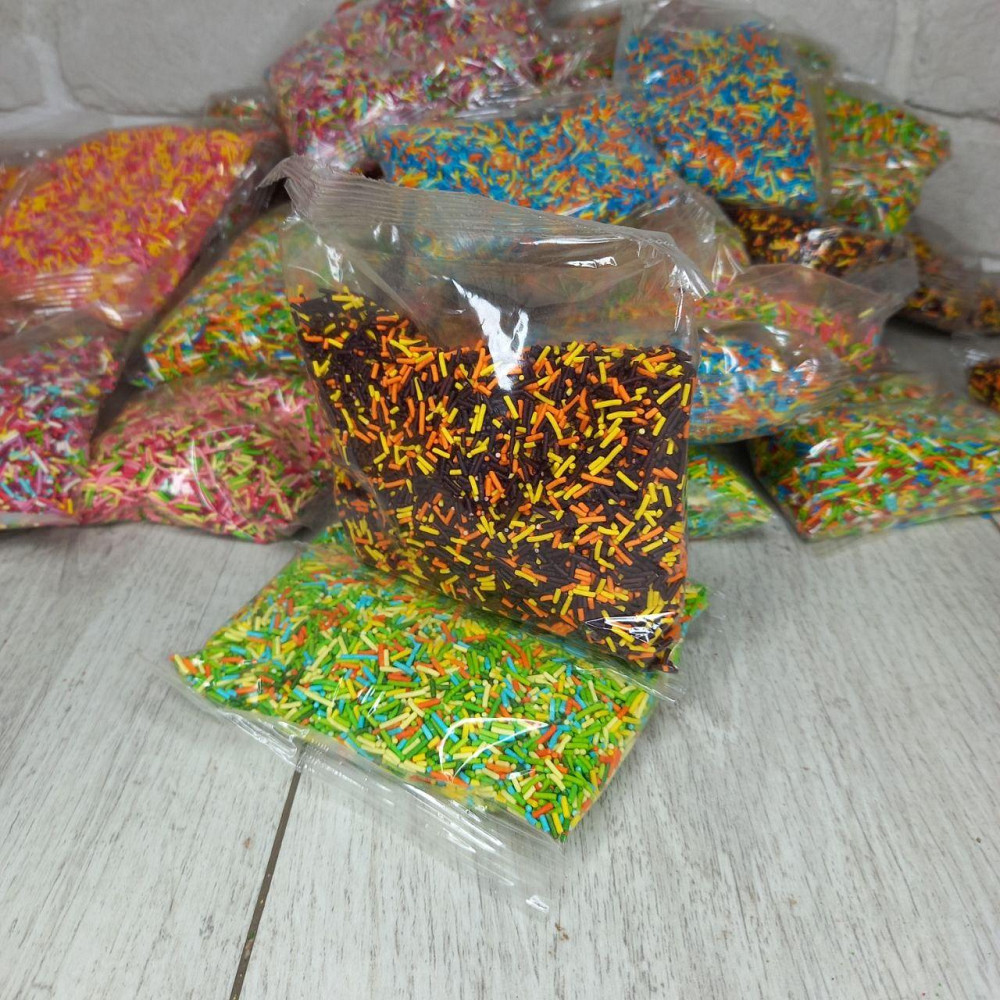 Посипка кондитерська цукрова різнобарвна «Палички» Наволода мікс, 100 г для декору випічки Харків - фото 2