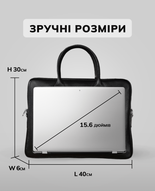 Шкіряна чоловіча сумка для ноутбука 40х30х8, офісний діловий портфель Tiding Bag M364A чорний Київ - фото 4