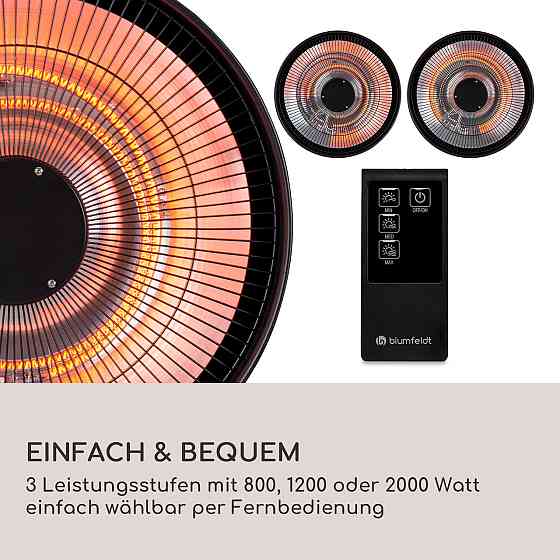 Інфрачервоний нагрівач для патіо Heatbell Wall Smart IPX4 800/1200/2000W Outdoor Black (Німеччина, читати Рівне