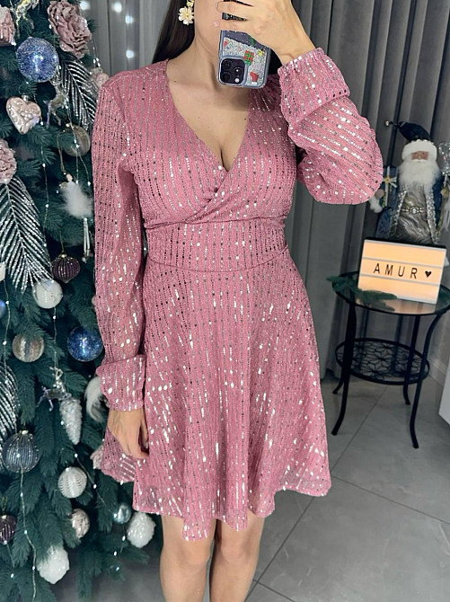 Женское праздничное блестящее платье мини с пайетками Одесса - изображение 4