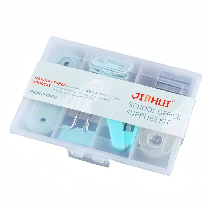 Настільний набір канцелярії, органайзер для офісу зі скріпками, біндерами та затискачами, блакитний Кам'янець-Подільський - фото 4