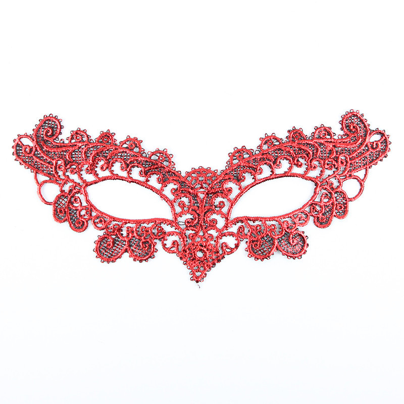 Маска из кружева маскарадная на завязках 22 на 7 см красный Киев - изображение 1