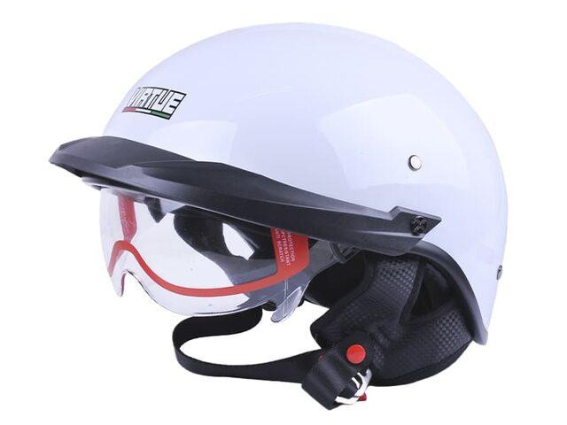 Шлем мотоциклетный MD-513-1, белый глянцевый с прозрачным стеклом, size L Мукачево - изображение 1