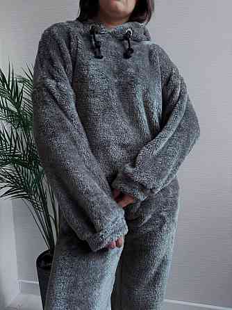 Теплий жіночий плюшевий костюм двойка плюшеве двостороннє хутро Графіт Одеса