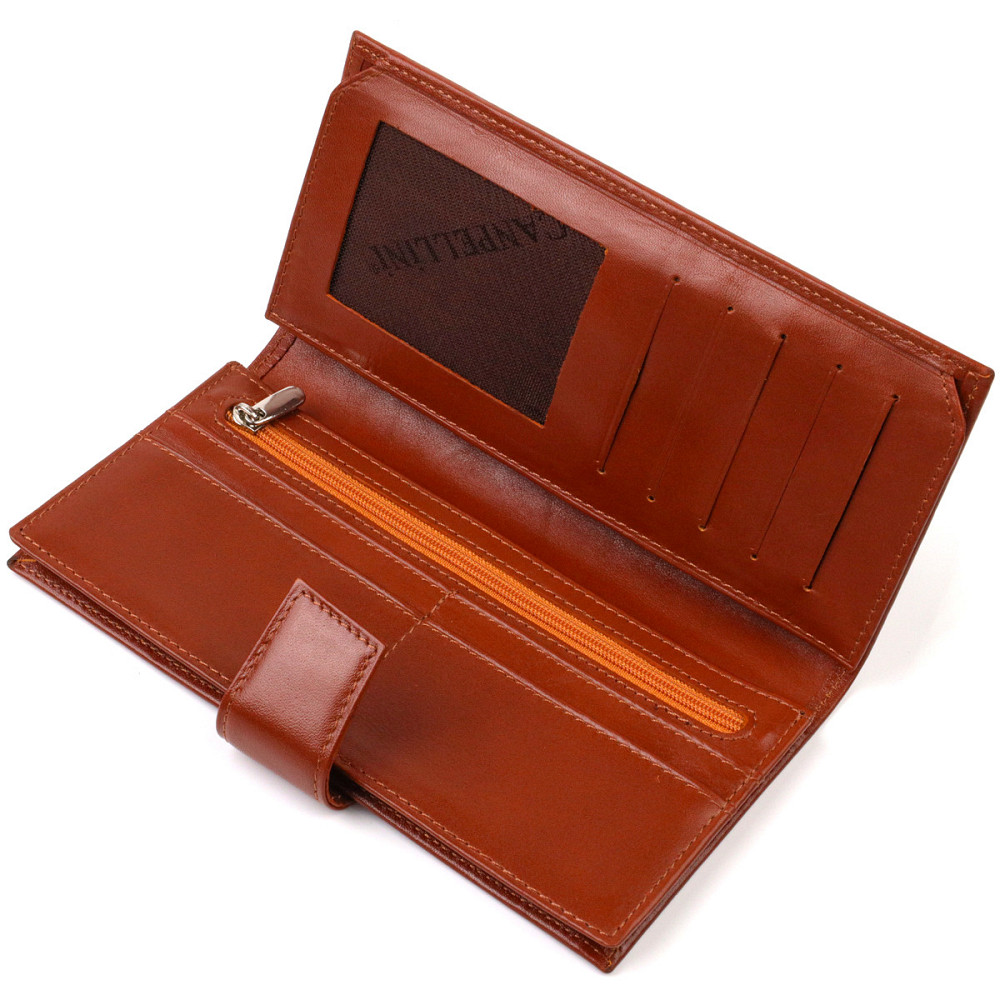 Практичное вертикальное мужское портмоне из натуральной гладкой кожи CANPELLINI 21721 Коричневое Киев - изображение 5