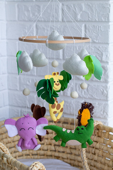 Дитячий музичний мобіль на ліжечко для немовлят WooolyWool «Африка» з 35 мелодіями Київ - фото 5