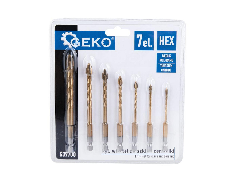 Свердла скла та кераміки "GeKo" з хвостовиком для шуруповерта Hex E6,3 (1/4") [к-т  7 шт.] (3 - 12 мм) Стрый - изображение 7